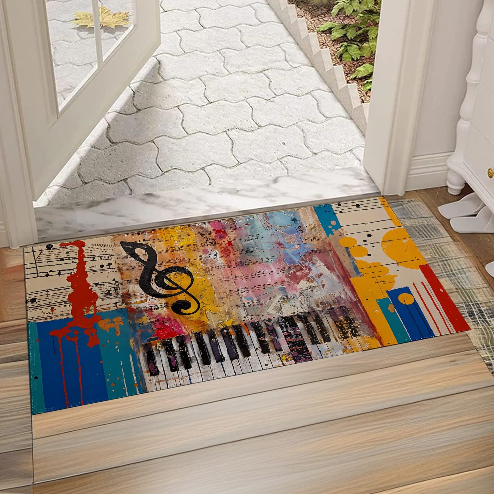 Music Note Indoor Doormat Abstract Non-Woven Fabrics Non Slip Floor Mat 17x29... gallery