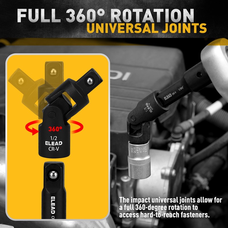 18PCS Impact Socket Extension Set 1/4" 3/8" 1/2" Drive Adapter Swivel Joints gallery