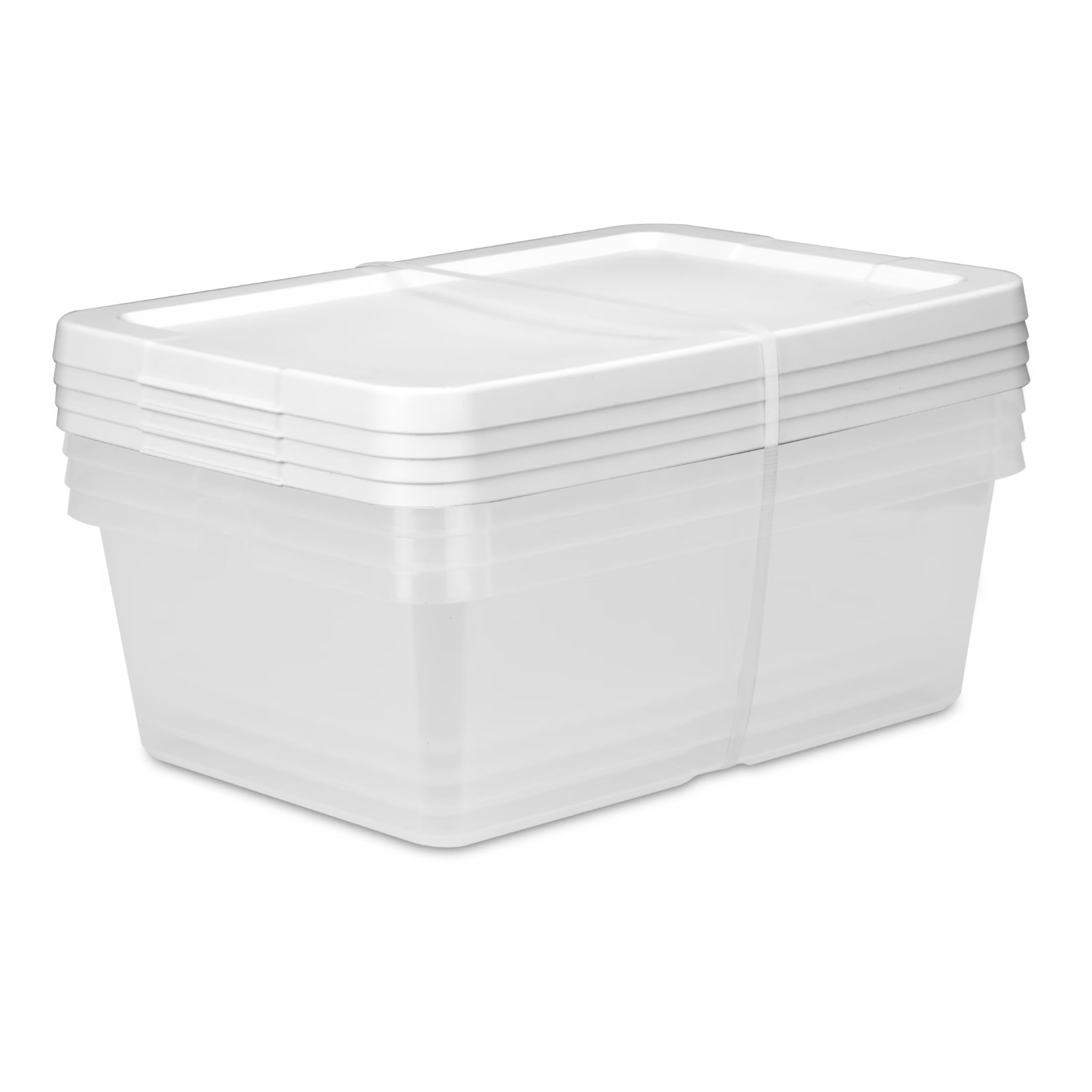 (4) 12 Quart Storage Boxes, Clear Plastic Storage Bin with Snap-On Lid, White gallery
