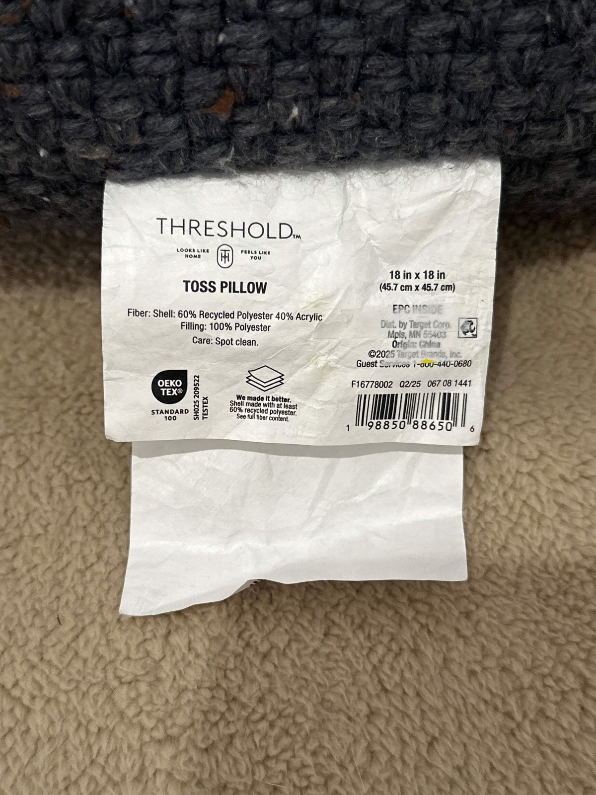 Threshold™ Square Marled Knit Pillow gallery