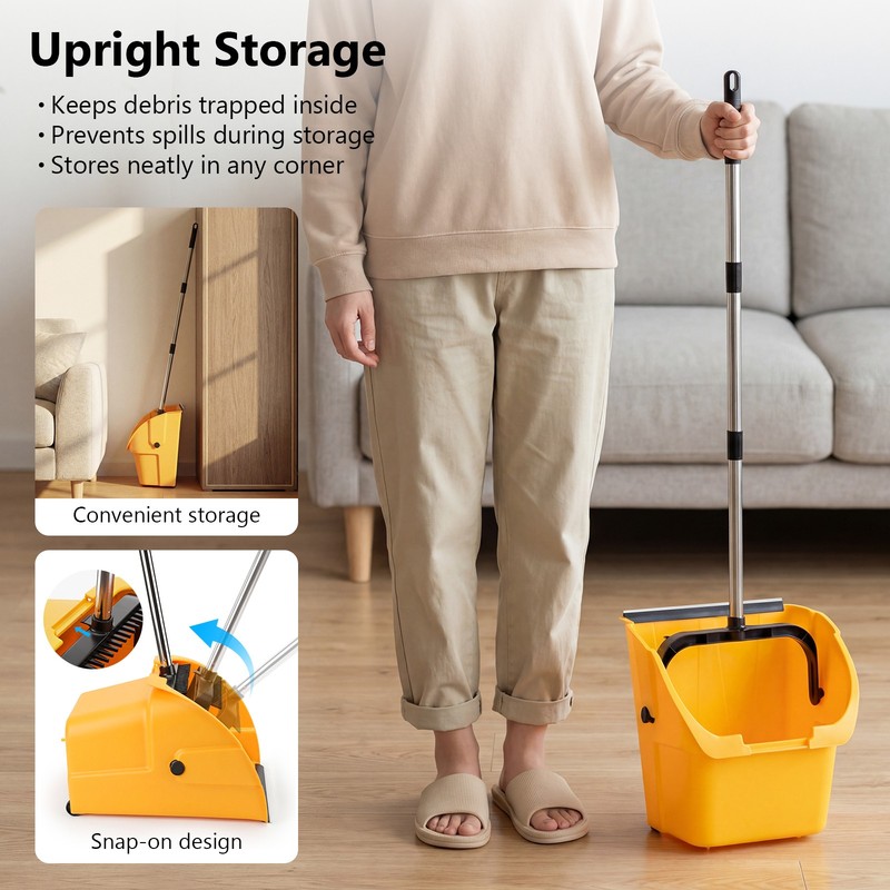 Extra Large Debris Dustpan Rolling Dustpan Jumbo Debris Pan with Handle & Wheels gallery