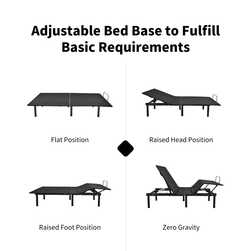 Costway Adjustable Bed Base Head & Foot Remote Control Steel Frame USB Queen gallery