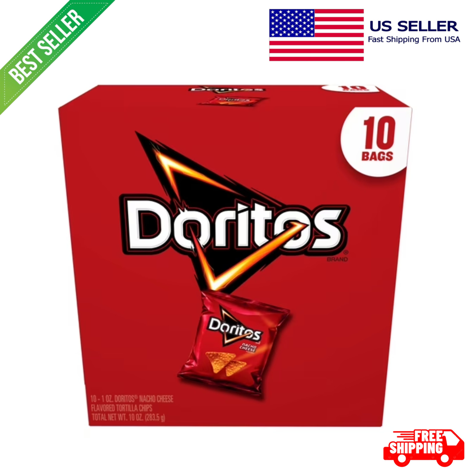 Doritos Nacho Cheese Flavored Tortilla Chips 1 oz, 10 Count gallery