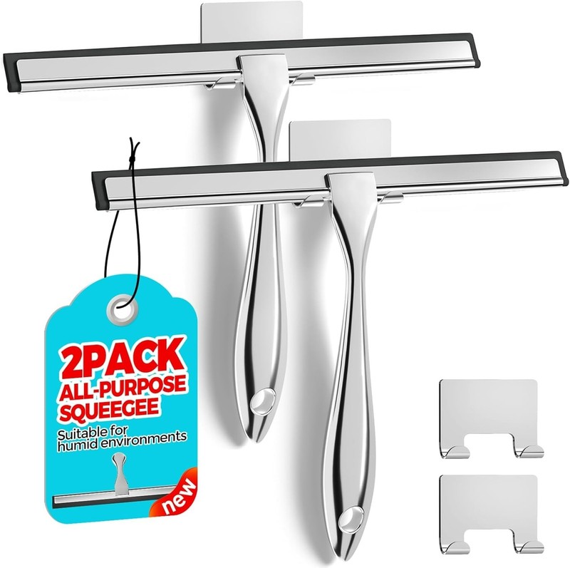 2PACK Shower Squeegee for Glass Doors, Squeegee for Shower Glass，All-Purpose ... gallery