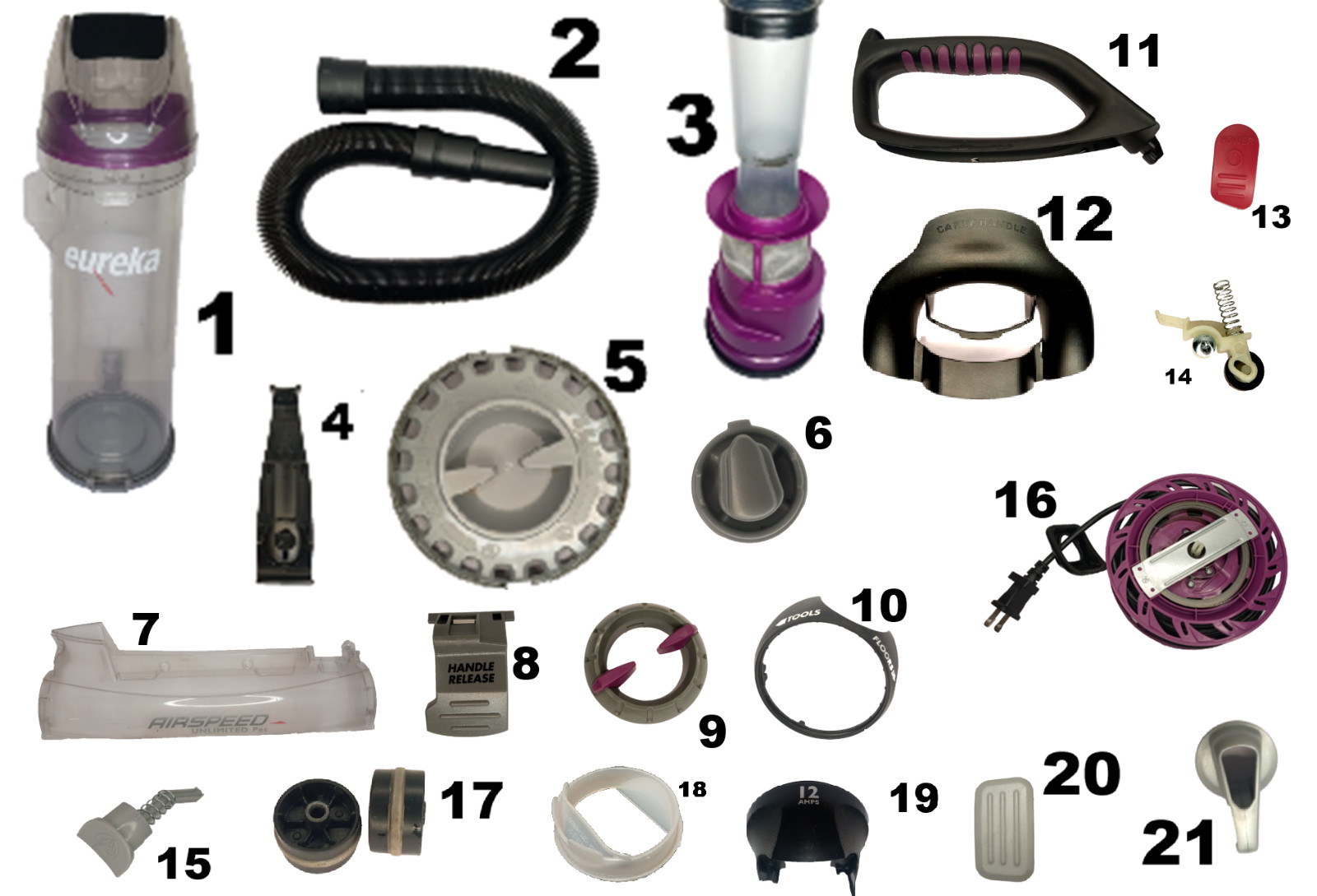 Parts for Eureka AirSpeed UNLIMITED Model # AS3033 Type A, Upright Vacuum gallery