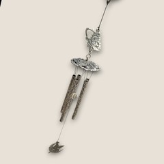 Celestial Sun Moon Star Wind Chime Suncatcher Mobile Silver Tone Metal Decor