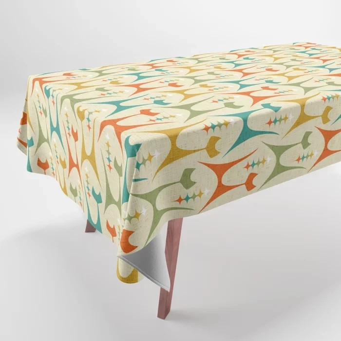 Simple Abstract Cute Cat Rocket Pattern Tablecloth Home Decor Rectangle Party gallery