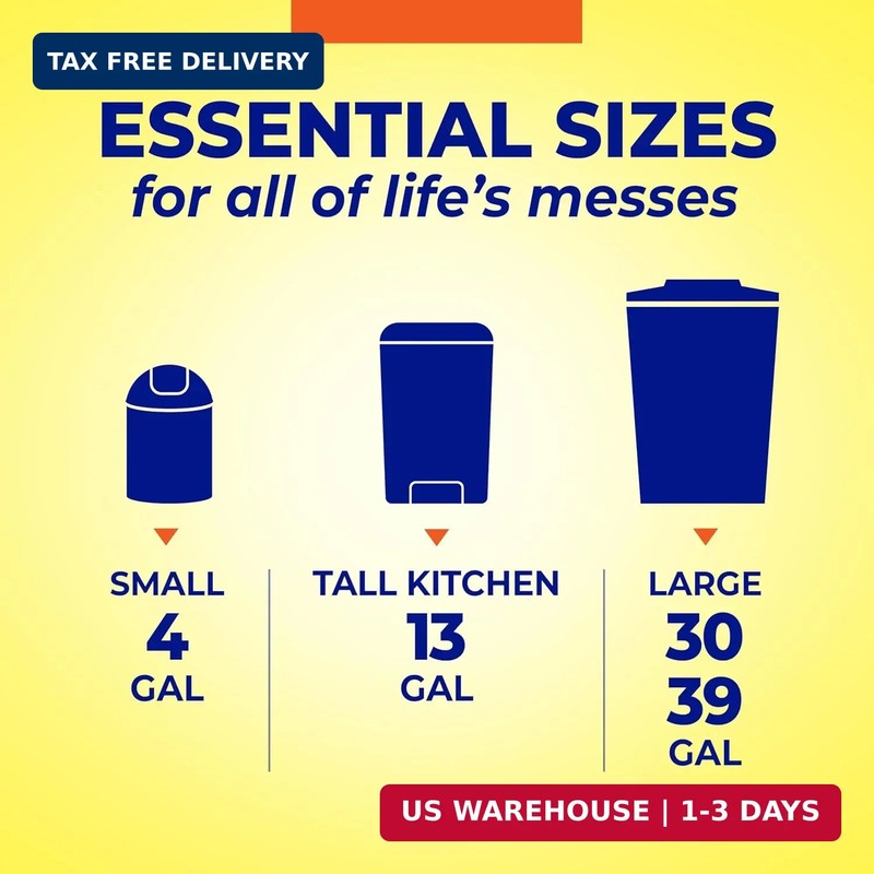 Hefty Essentials Extra Large 39 Gallon Trash Bags, 40 Count, Extra Large Trash B gallery