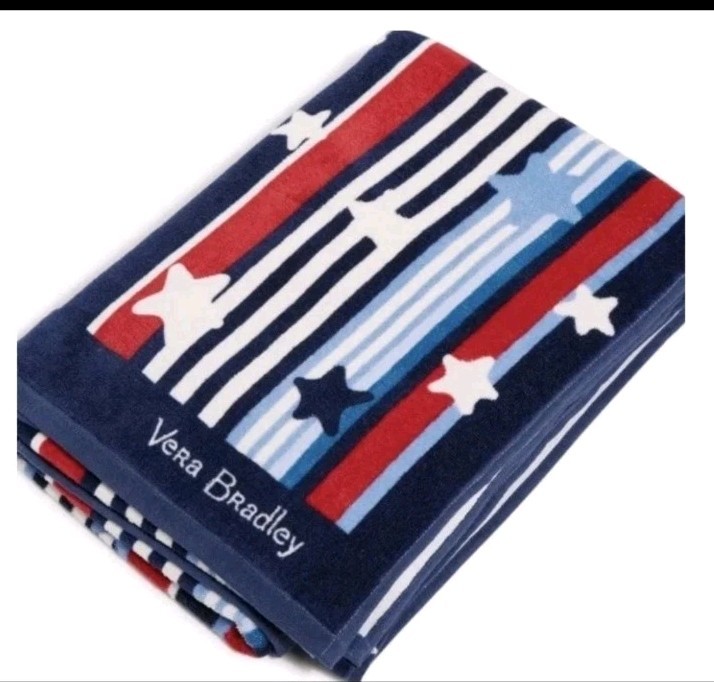 Vera Bradley Soft Cotton Beach Towel Patriotic SUMMER STARS & STRIPES 33x66 gallery