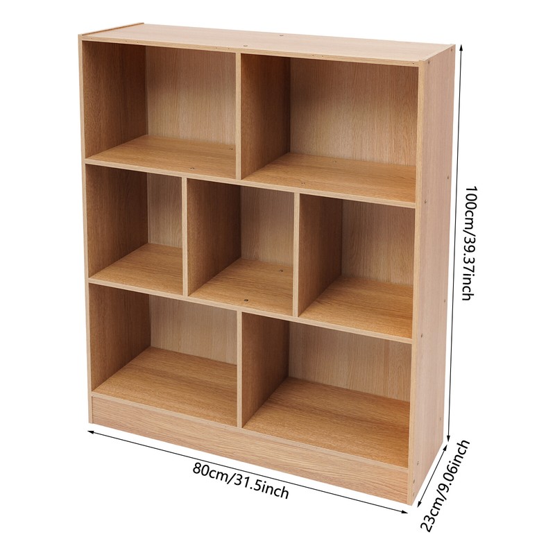 Density Board Bookcase, Bookcase with 7 Compartments, Floor-standing Bookcase gallery