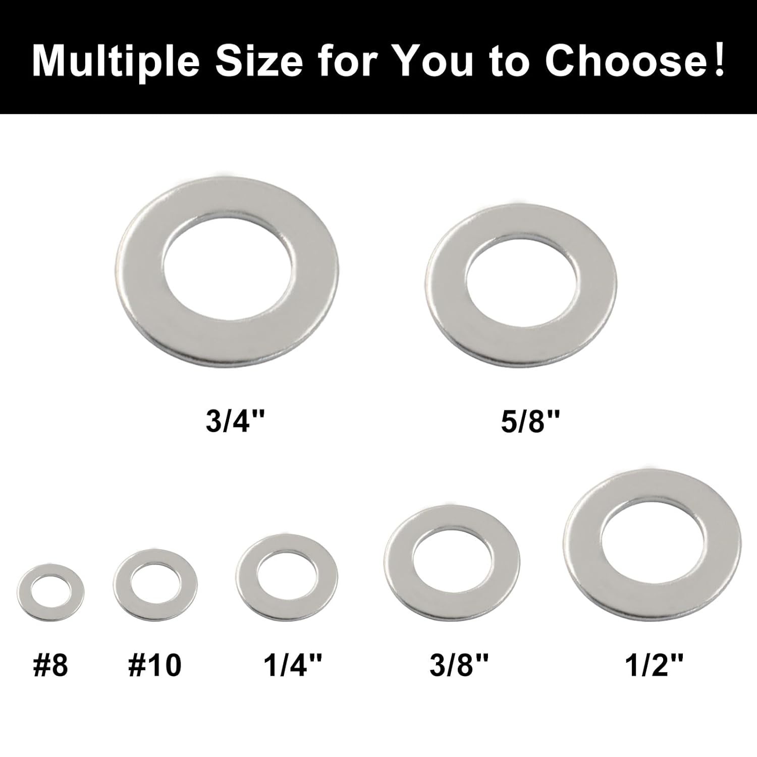 200 Pack #10 Flat Washer 304 Stainless Steel SAE Metal Washers for Bolts Screws gallery