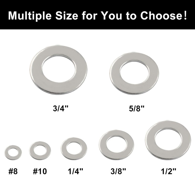200 Pack #10 Flat Washer 304 Stainless Steel SAE Metal Washers for Bolts Screws gallery