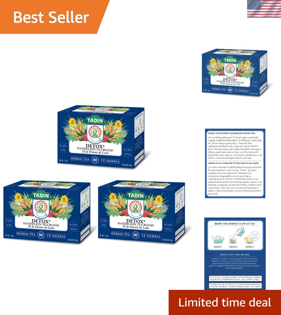 Detox Dandelion Tea Blend - Caffeine Free Herbal Infusions, 24 Bags x 3 Pack gallery