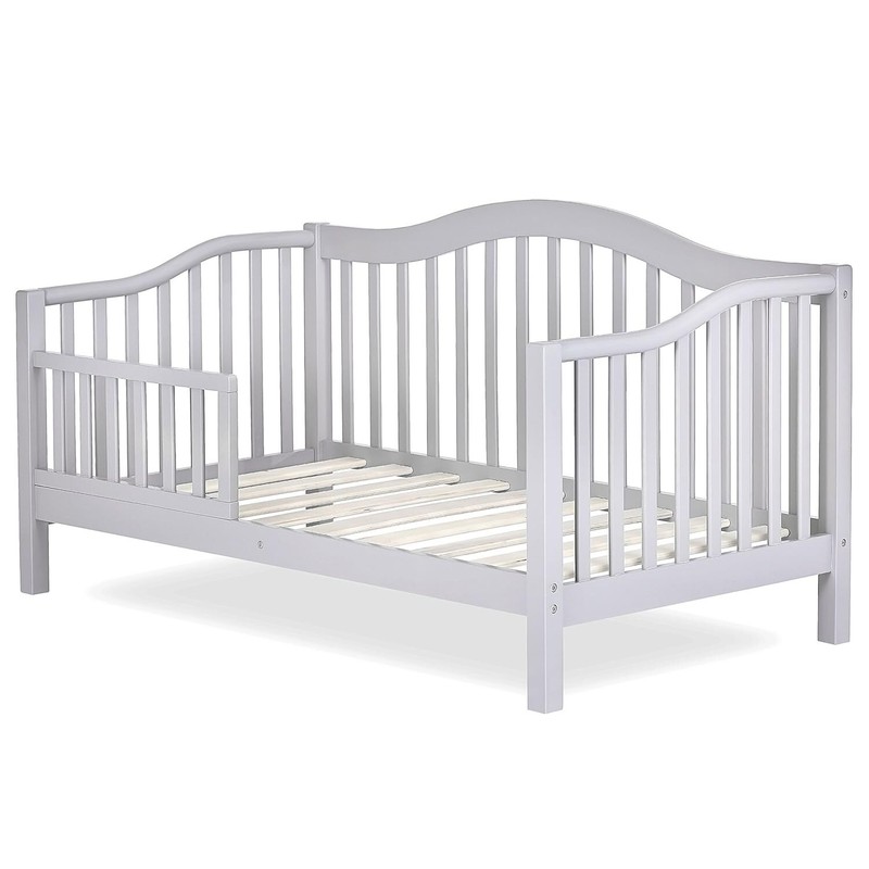 Toddler Day Bed Solid Wood Frame Gray Childrens Daybed with Safety Guard Rails gallery