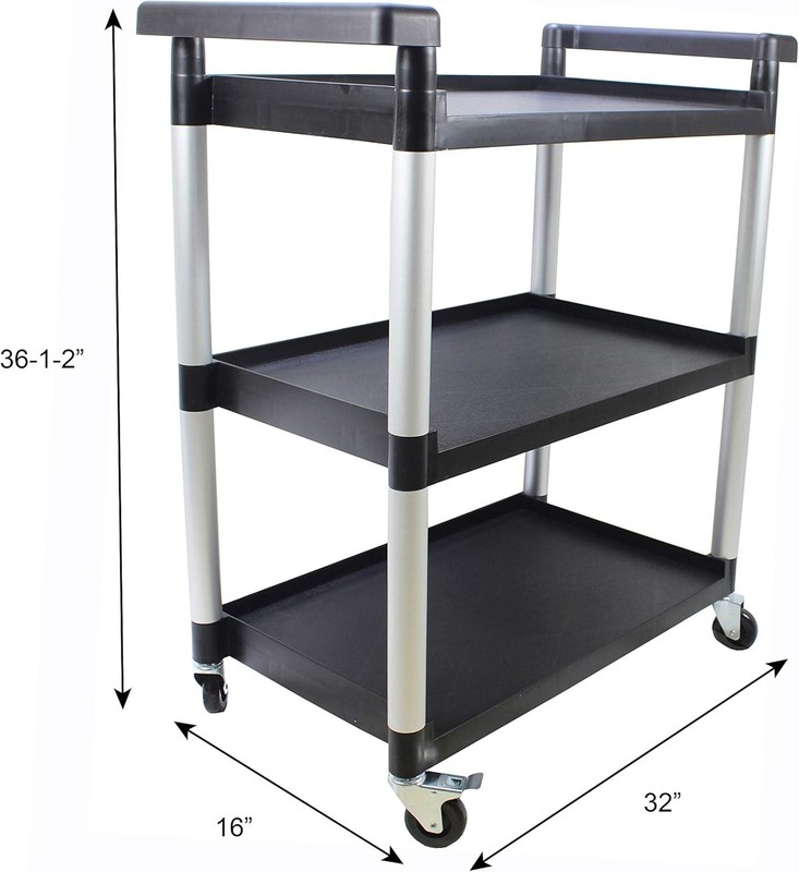 3-Shelf Utility Plastic Cart with Wheels-225 Lbs Maximum Capacity , Black gallery