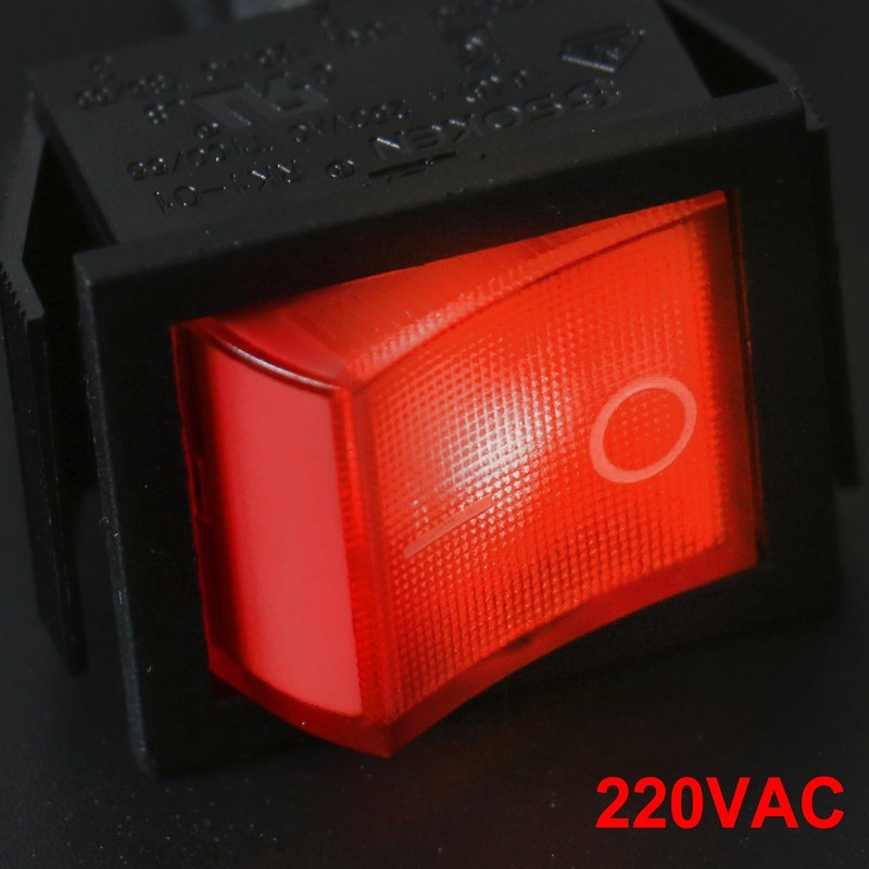 Rocker Switch ON-Off DPST 4 Terminals Red Light 16A 250VAC with Waterproof Cover gallery