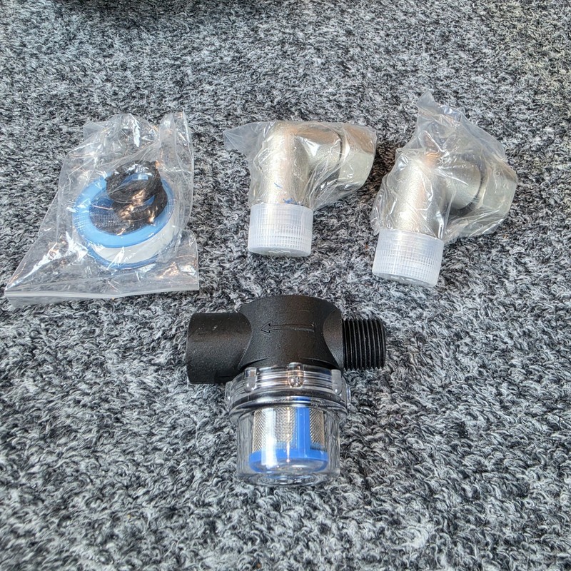 Garden Hose Inline Strainer Filter 50 Mesh w/ 90° Elbow Connector & Fittings Set gallery