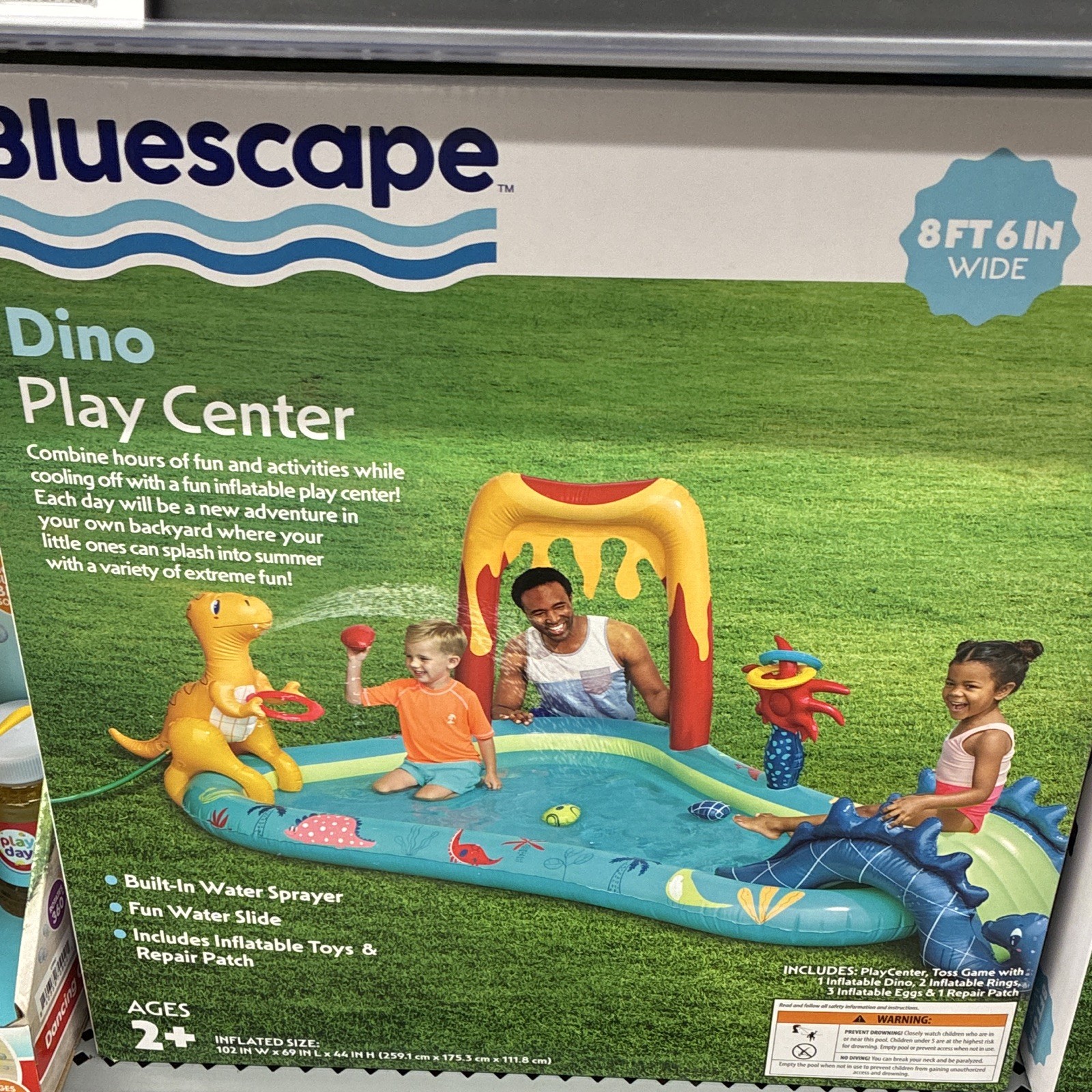 Bluescape Dino Inflatable Play Center Pool w Sprayer Slide Toys 8ft 6in gallery