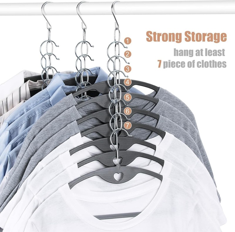 Hangers Space Saving Metal Chain Clothes Hanger Organizer with 8 Slots Magic ... gallery