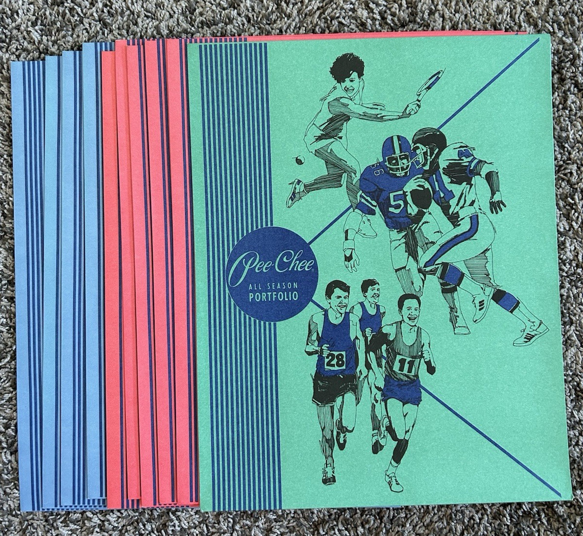 1987 Mead Pee-Chee All Season Portfolio 10 Colored Folders - Red Green Blue Lot gallery