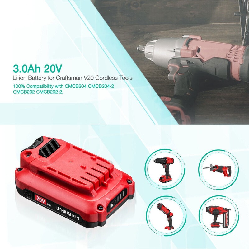 2Pack For Craftsman V20 Lithium Ion Rechargeable Battery CMCB204 CMCB202 CMCB201 gallery