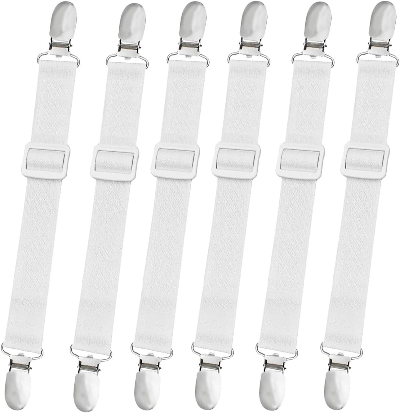 10 pcs Adjustable Bed Sheet Straps Clips Elastic Fitted Holder White 14-47 Inch gallery
