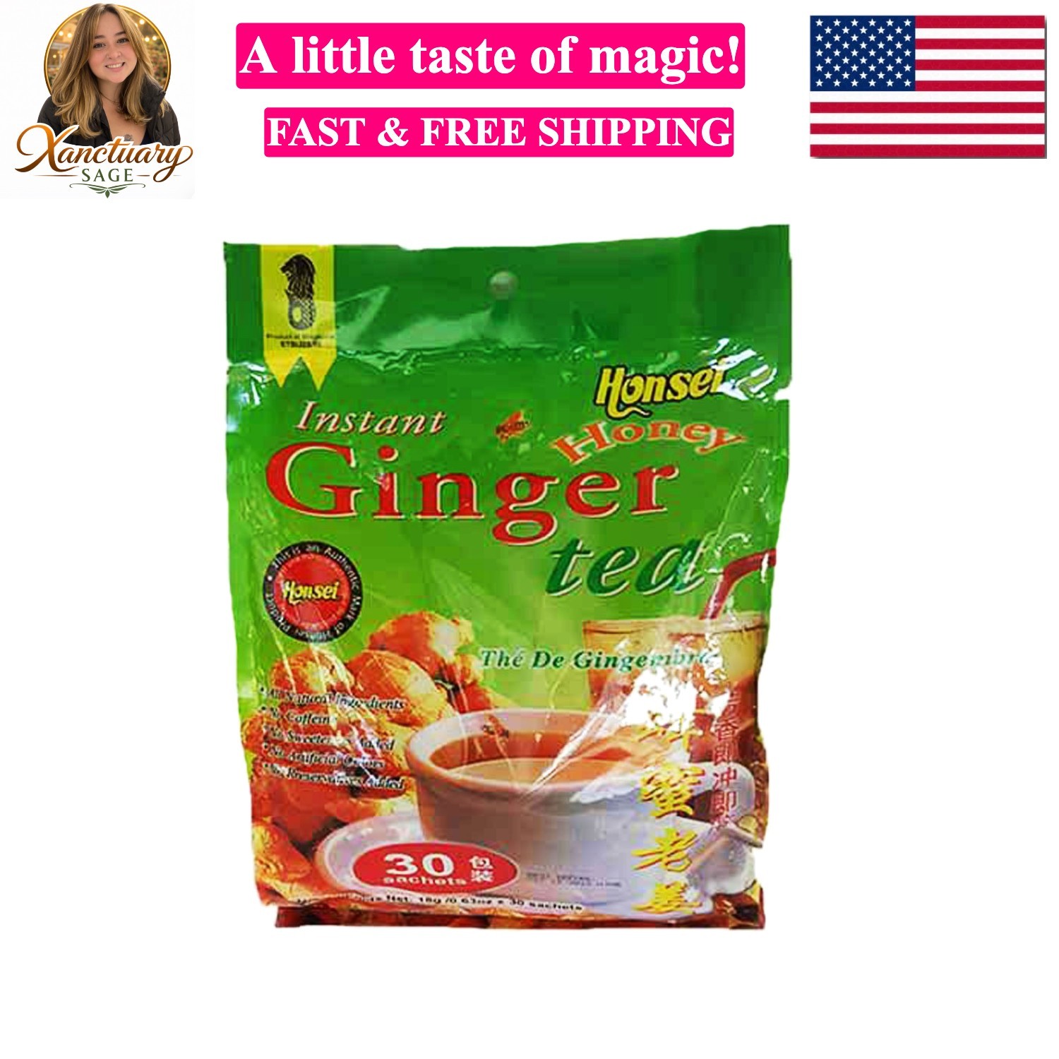 Instant Ginger Honey Tea 30 Sachets 18G/0.63oz- Product of Singapore gallery