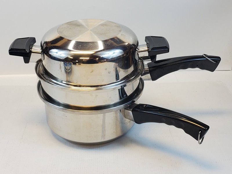 Kitchen Craft West Bend 3-4 QT Steamer Sauce Pan Insert Dome Lid 3 Piece Set gallery