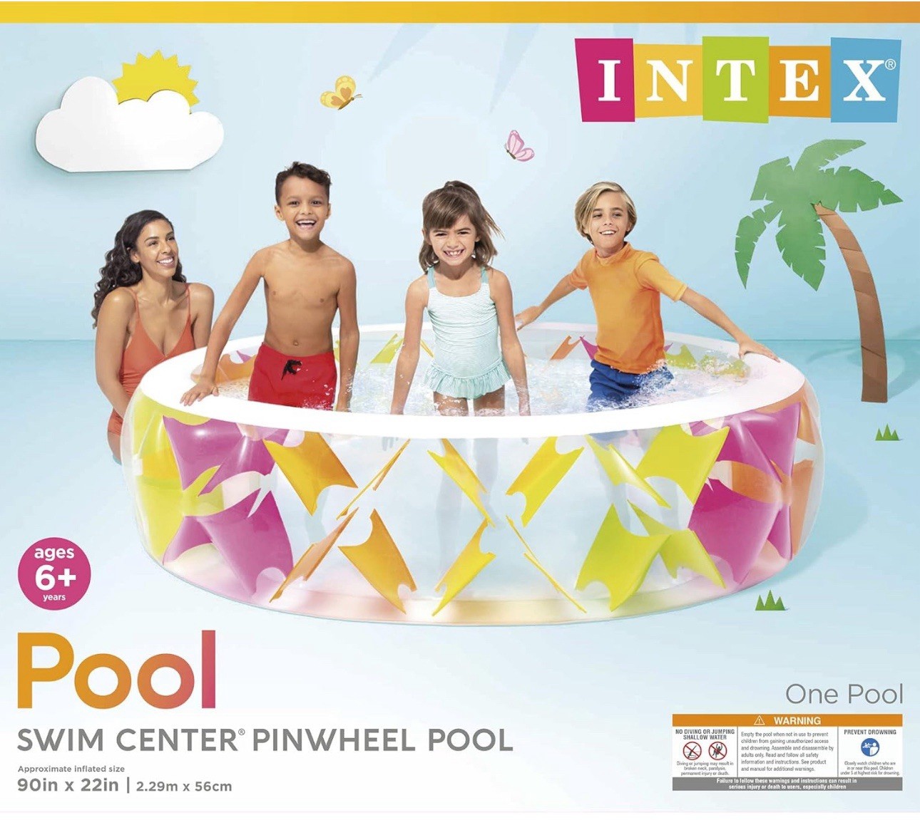 Intex Pinwheel Wide Side Walls Inflatable Pool Swim Center 90" x 22" 222 Gal gallery
