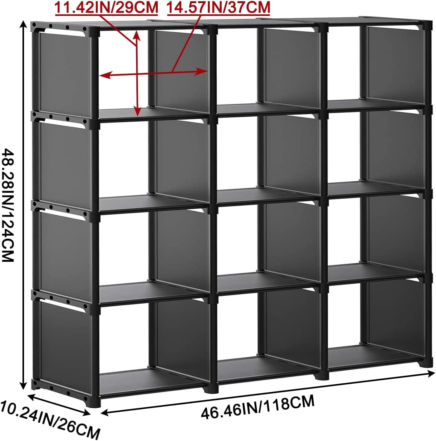 12 Cube Storage Organizer Book Shelves, DIY Open Stackable Bookshelf, Extra Larg gallery