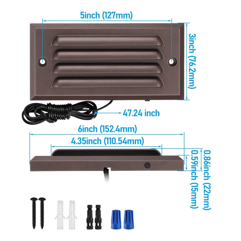 12-Pack Low Voltage Louvered LED Step Light, 3000K Warm White, Oil Rubbed Bronze gallery