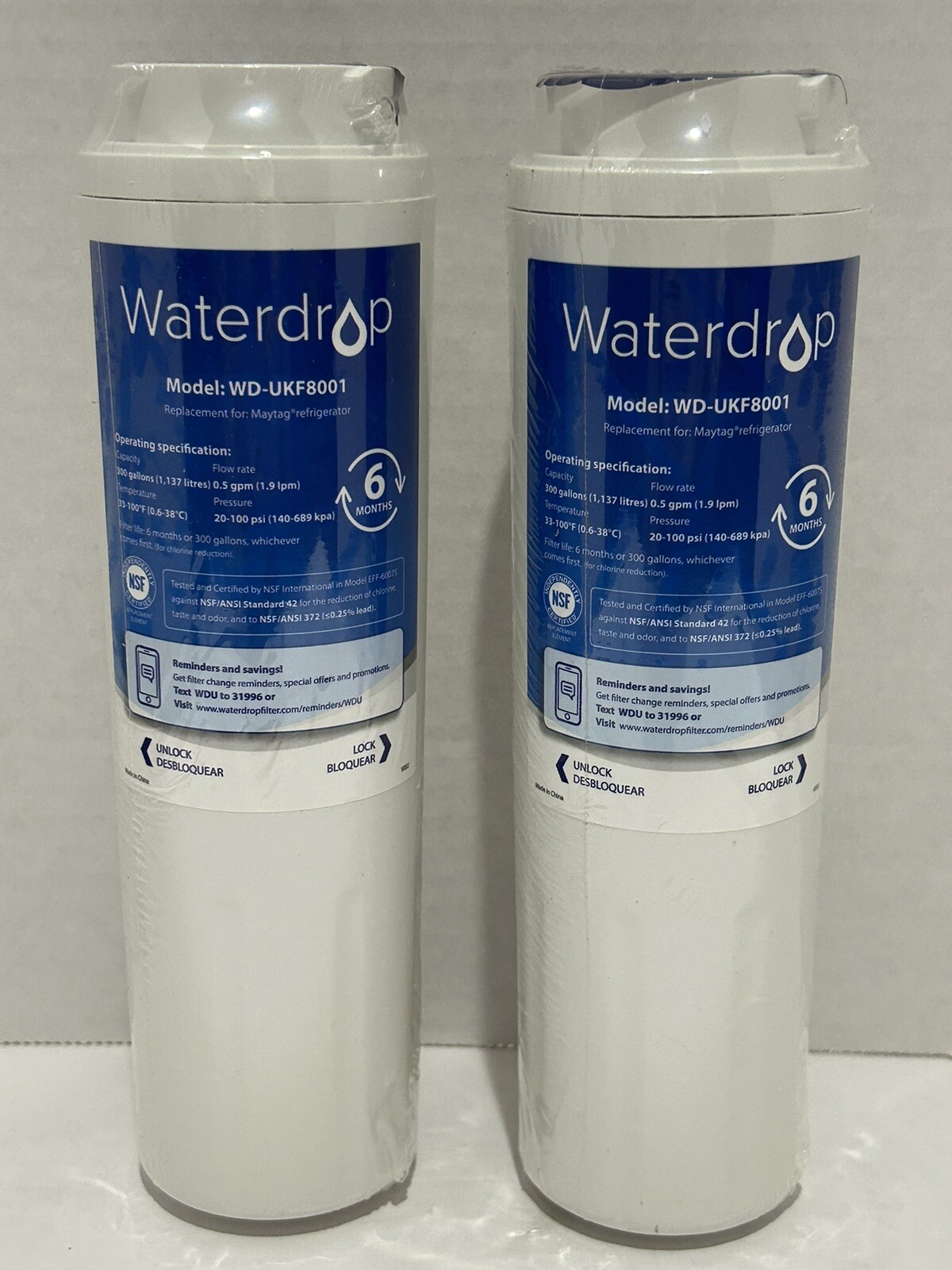 Waterdrop WD-UKF8001 Replacement Water Filter Maytag Refrigerator 300 Gallons 2 gallery