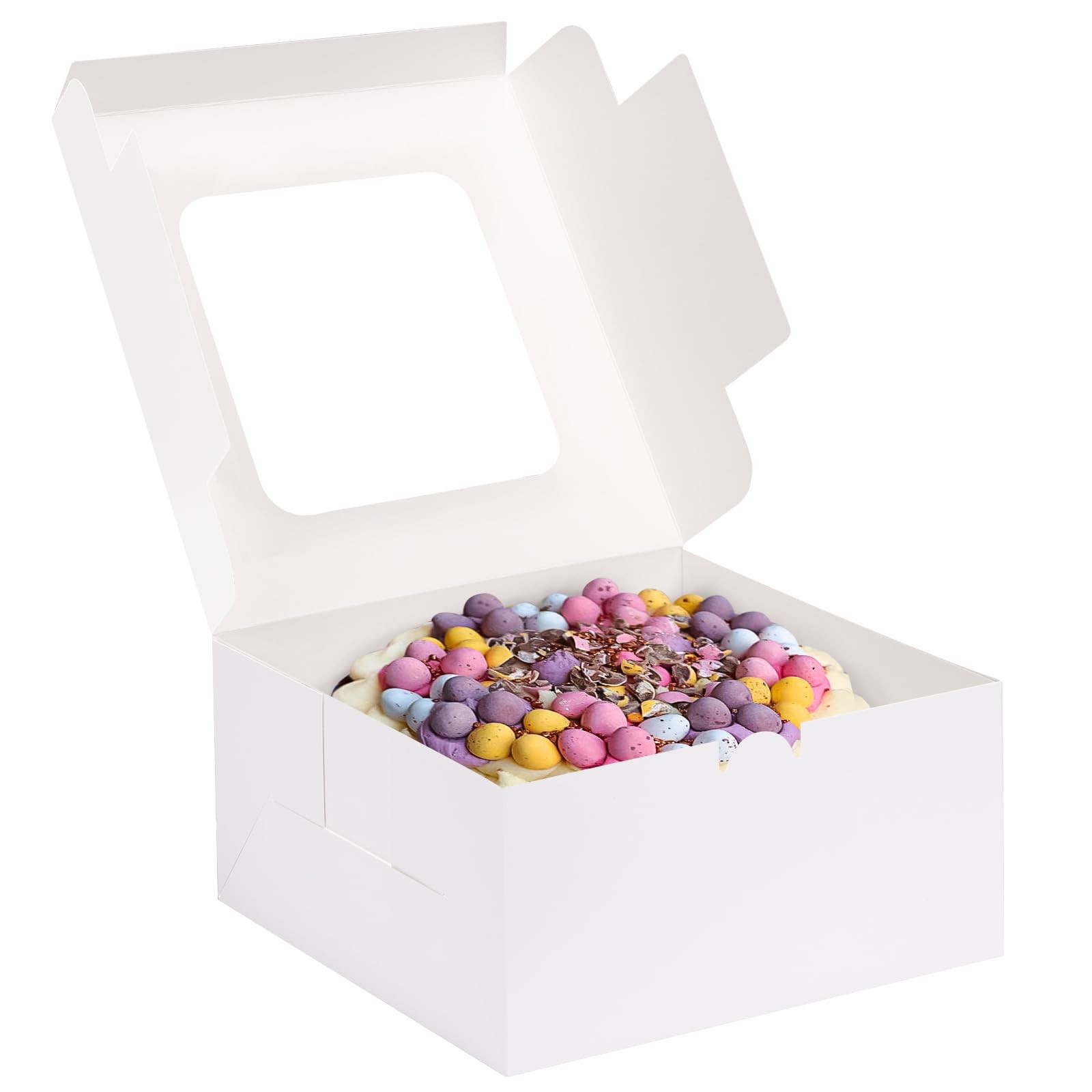24pcs Cake Boxes, 10x10x5 Inches White Square Bakery Boxes with Window Cajas ... gallery