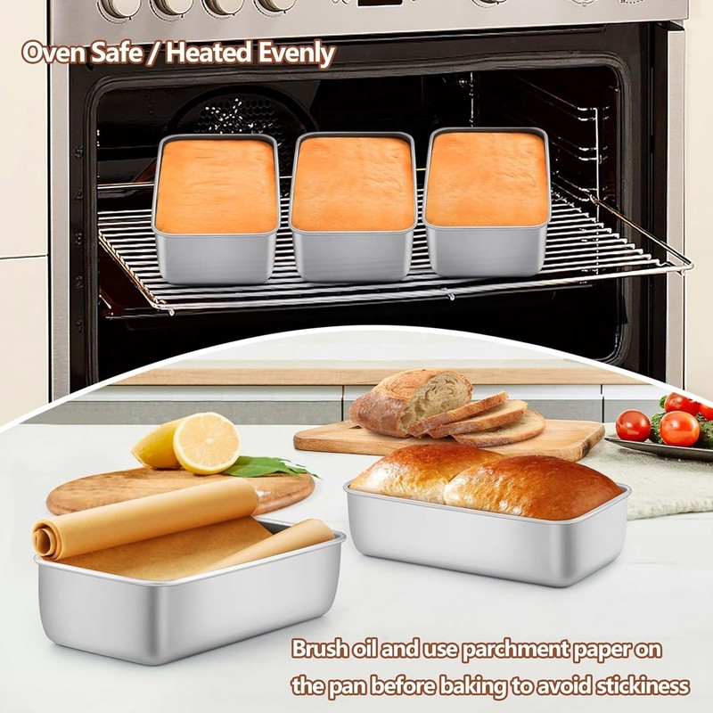 2 Pack Bread Loaf Pans for Baking Bread, 9x5Inch Stainless Steel Meatloaf Bak... gallery
