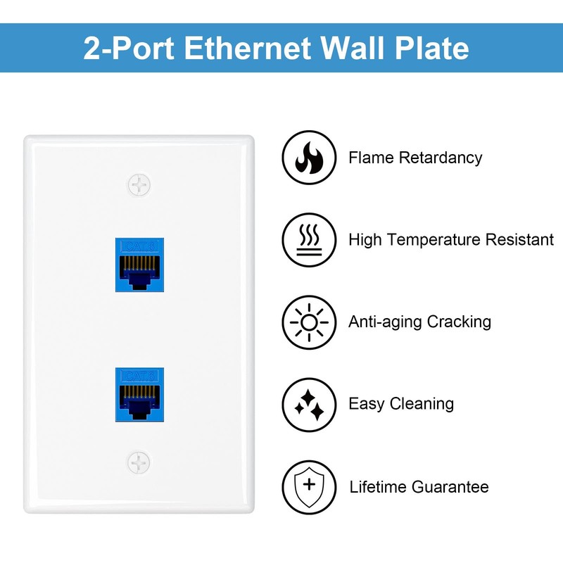 (2-Pack) 2-Port Ethernet Wall Plate, Keystone Jack Wall Plates with RJ45 Keys... gallery