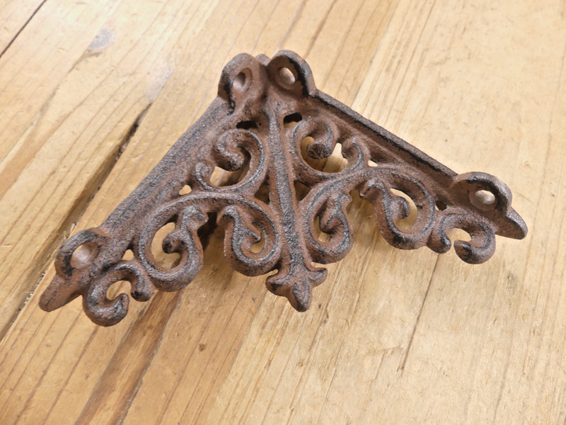 2 Antique Style Shelf Brace Wall Bracket Cast Iron Brackets SMALL FLEUR DE LIS gallery