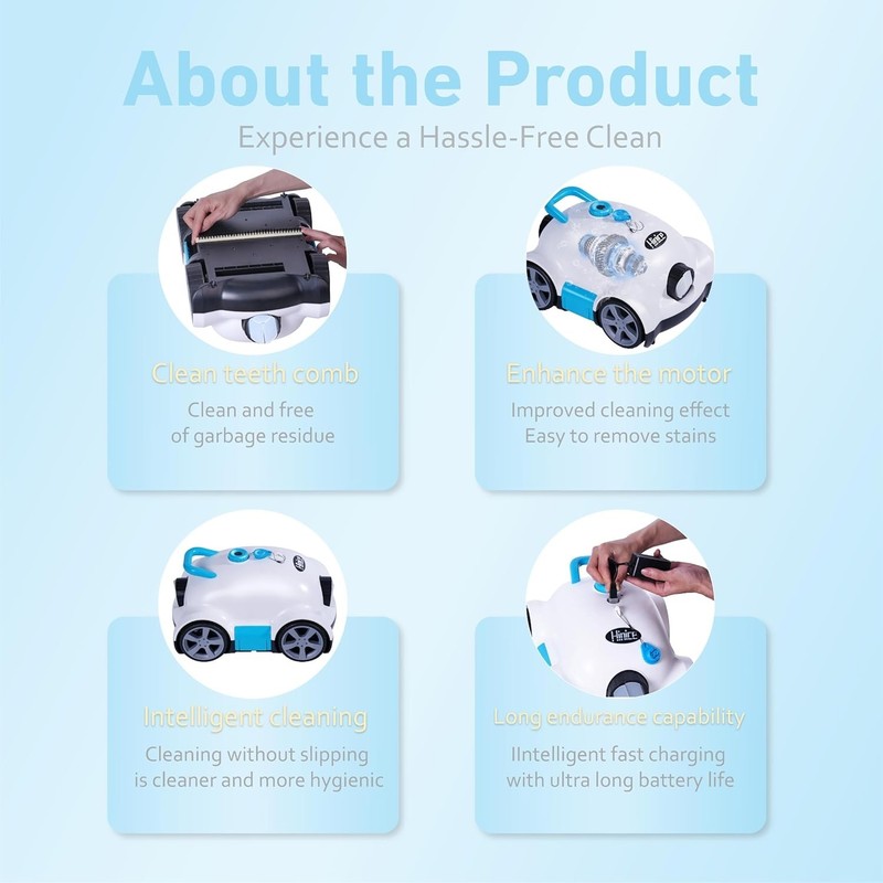 Cordless Robotic Pool Cleaner,Automatic Pool Vacuum Robot for In-Ground/Above Gr gallery