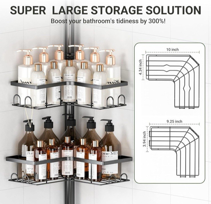 Corner Shower Caddy Tension Pole - 4-Tier Shower Corner Shelf for Bathtub gallery
