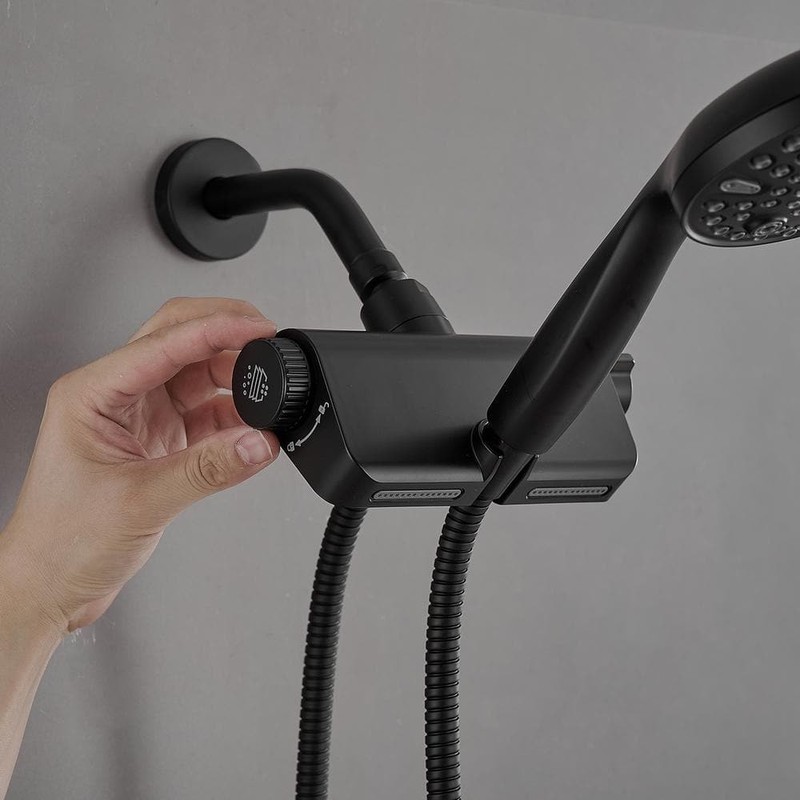 BWE Dual-Function Showerhead 10-Spray Wall Mount Handheld 1.8 GPM Matte Black gallery