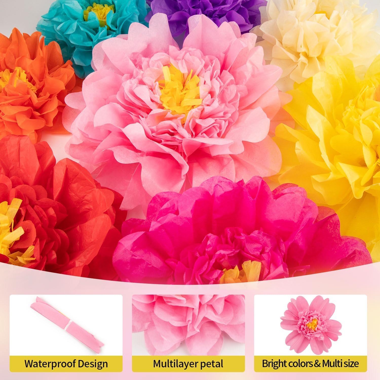 Large Tissue Paper Flowers Colorful Mexican Paper Flower for Fiesta, Carnival, P gallery