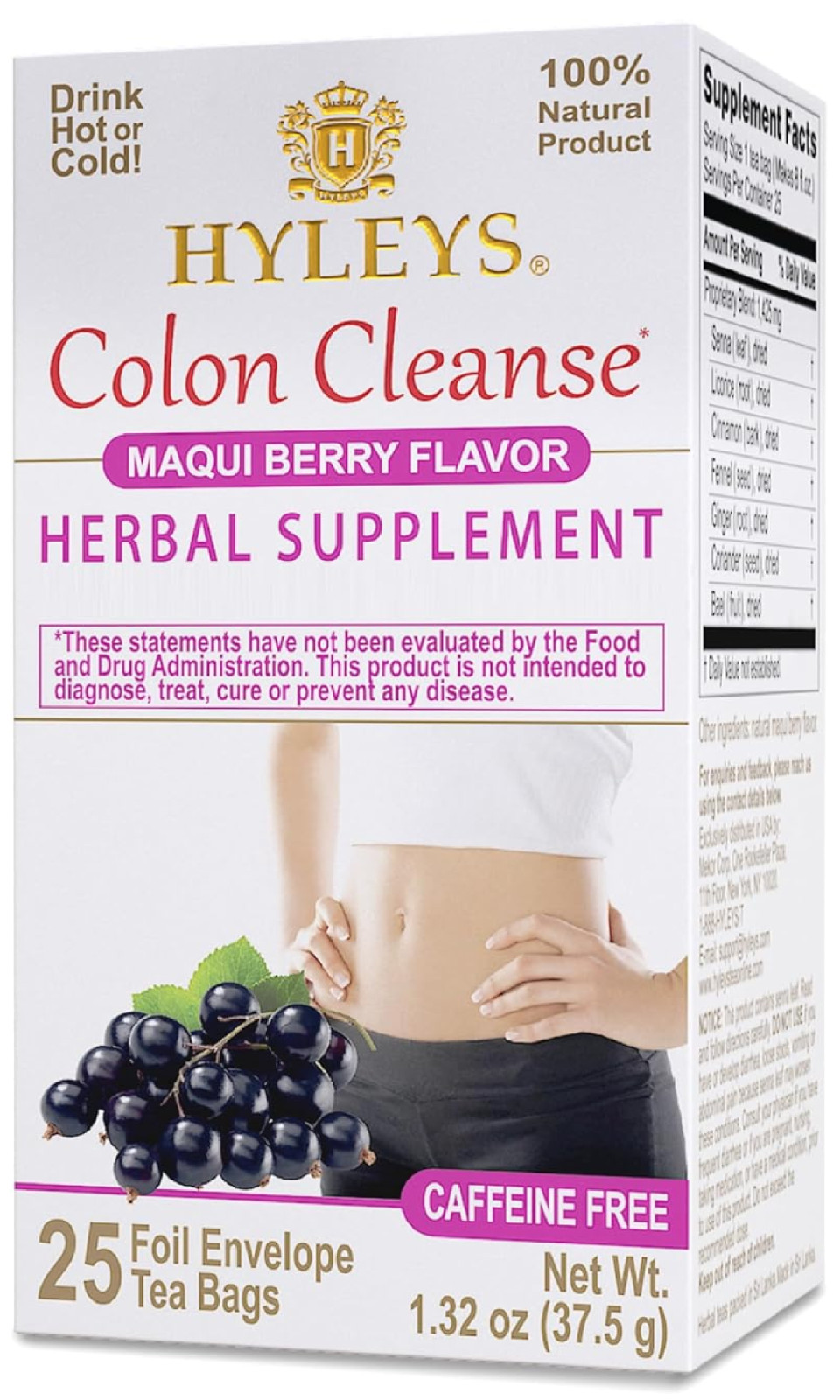 Hyleys Colon Cleanse Tea Maqui Berry Flavor - 25 Tea Bags (1 Pack) gallery