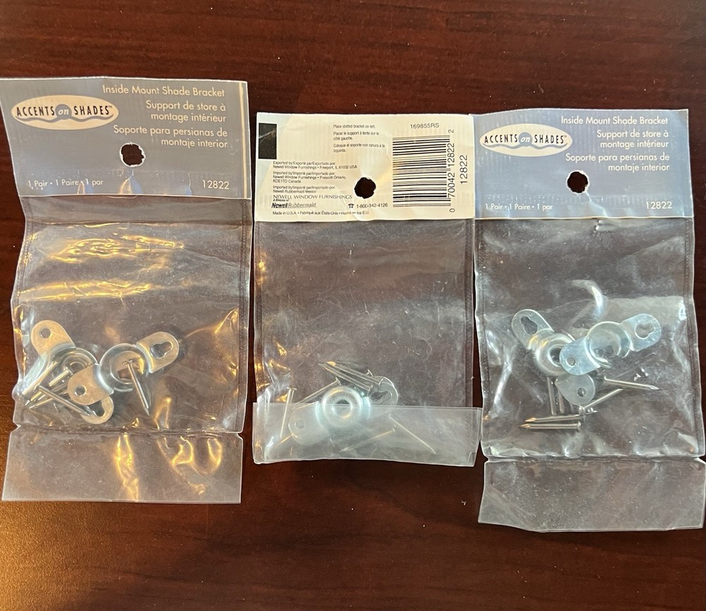 inside mount shade brackets 12822 new 3 pairs Accents And Shades Hardware