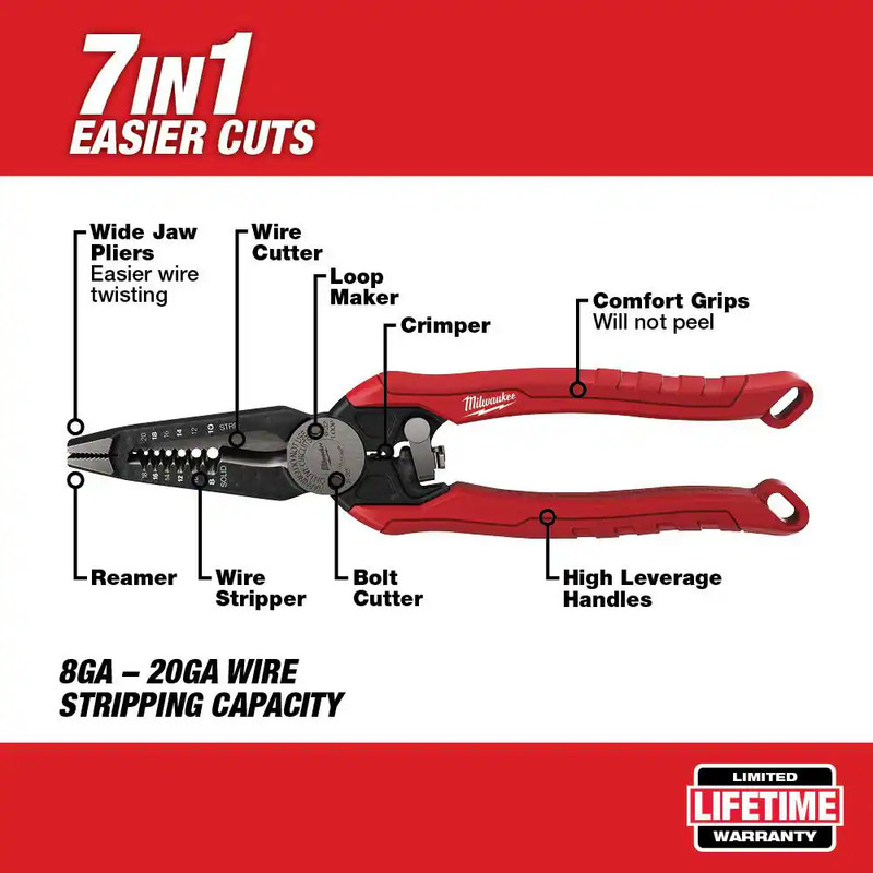 9 In. 7-In-1 Combination Wire Stripper Cutting Pliers with Lineman'S Pliers gallery