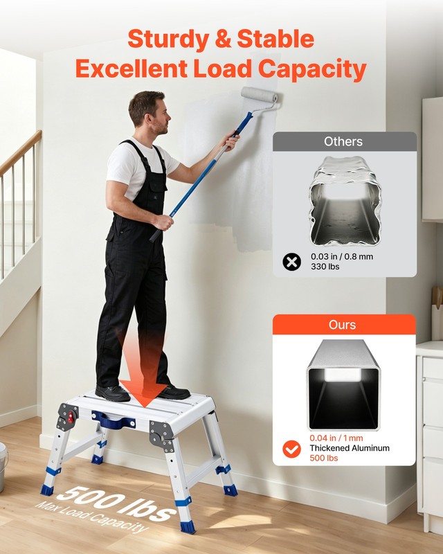 VEVOR Folding Work Platform Adjustable Height 12-16 in 500 lbs Step Stool gallery