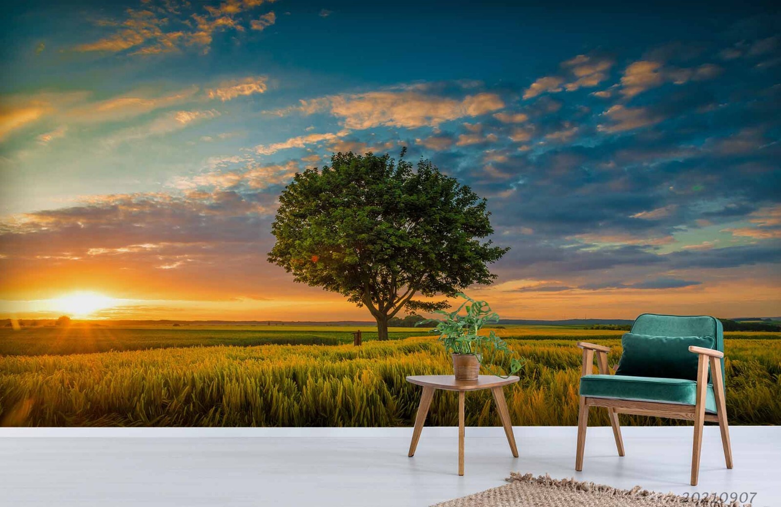3D Tree Field Sunrise Landscape Wallpaper Wall Murals Removable Wallpaper gallery