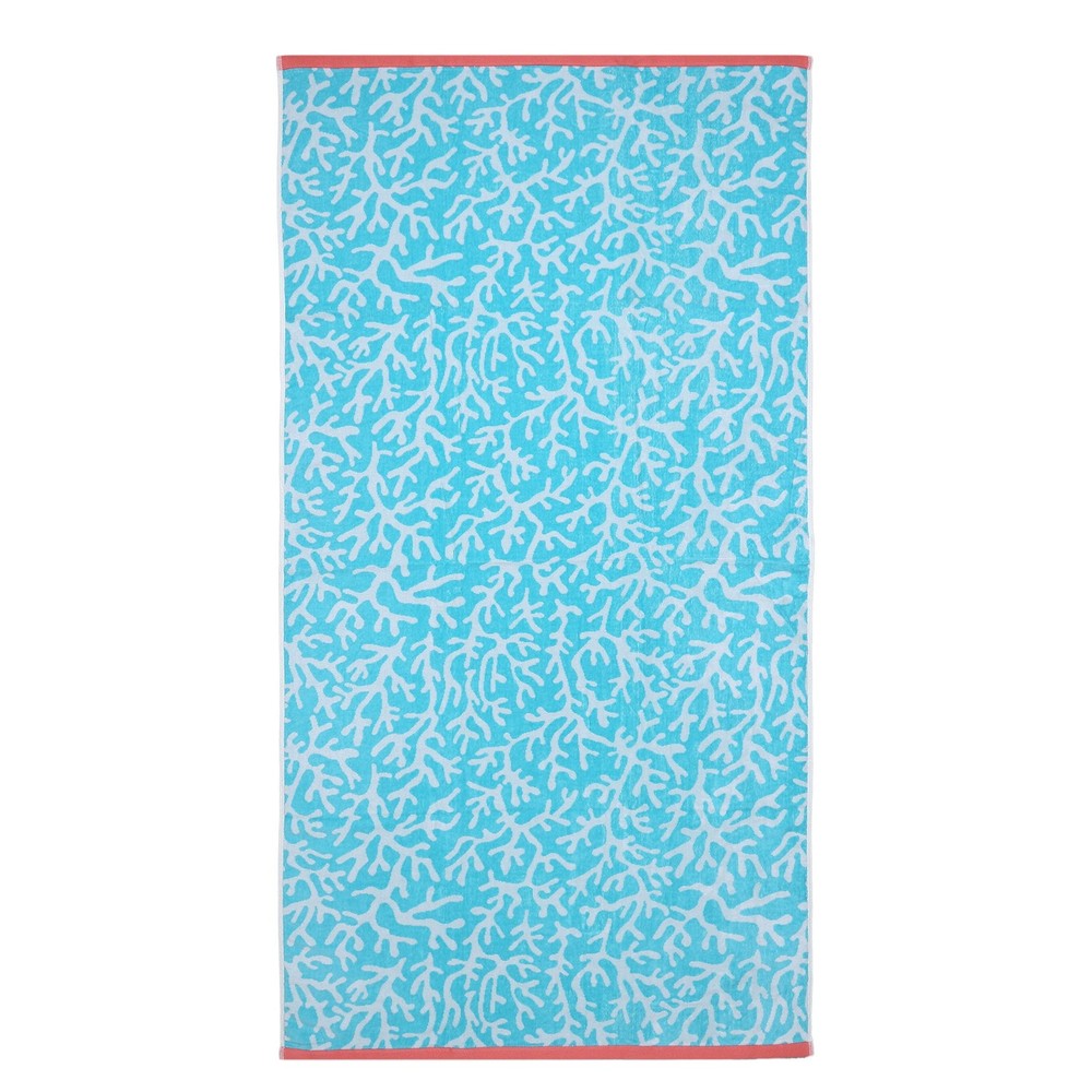 Mainstays Oversized Cotton Blend Blend Beach Towel, 36 x 72 in, Coral Teal