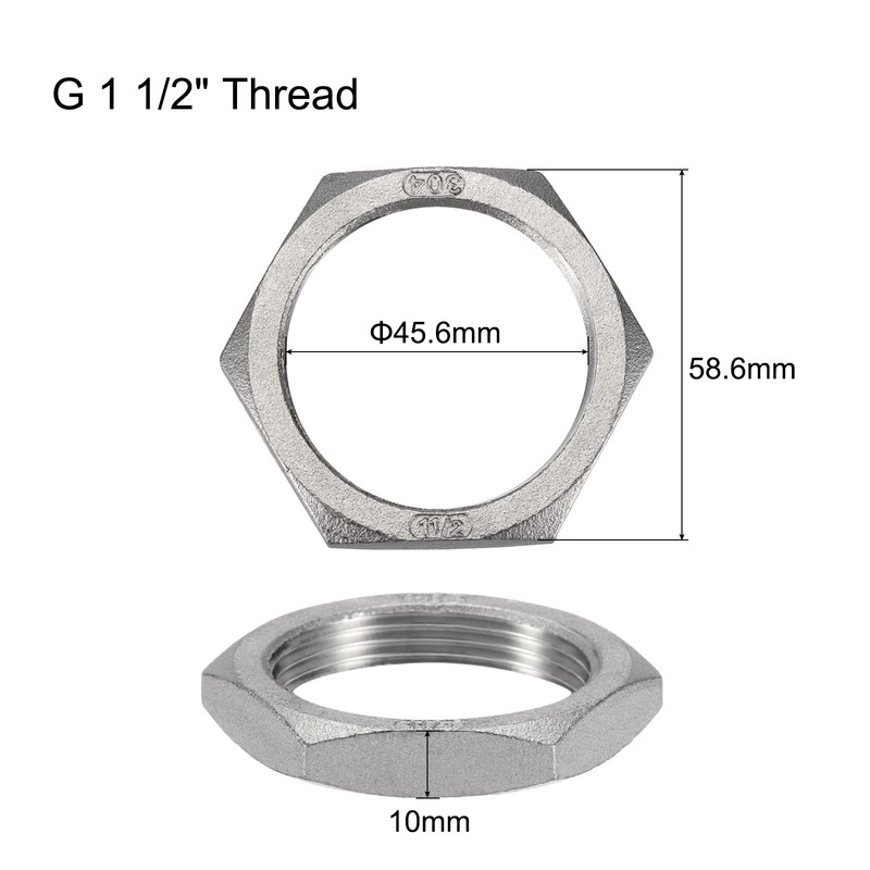 2 Pcs Cast Pipe Fitting Hex Locknut Nut G 1 1/2" Female Thread (DN40) gallery
