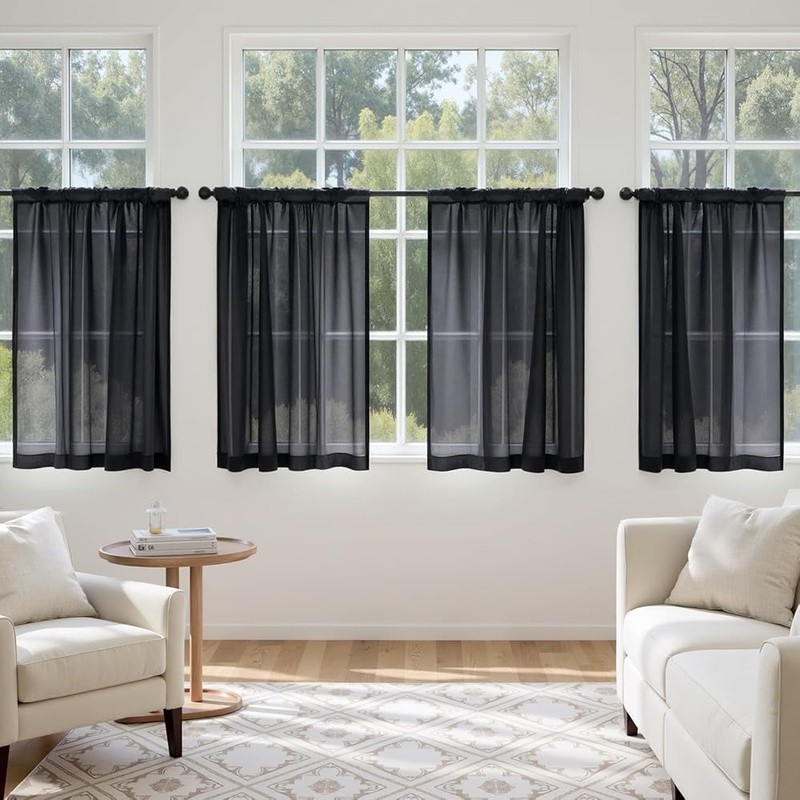 Sheer Curtains 4 Panels Light Filtering Privacy Treatment Premium Polyester New gallery