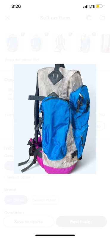Vtg Kelty Redwing RG Internal Frame Soft Pack Backpack Red Blue 3