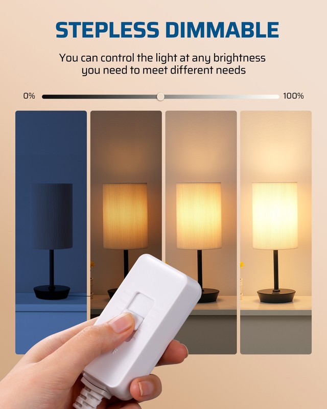 DEWENWILS Plug in Dimmer Switch for Lamp, 100W LED 300W Incandescent, 5FT Cord gallery